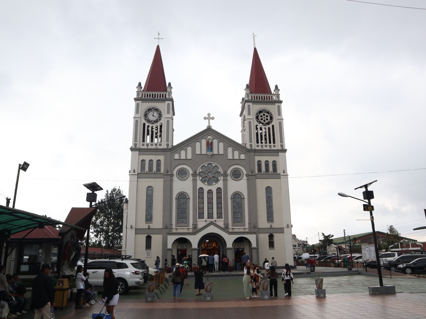 Baguio Cathedral facade viewed from Carlu Street in February 2024